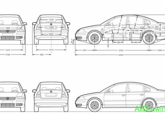 Volkswagen Passat (Фольцваген Пассат) - чертежи (рисунки) автомобиля